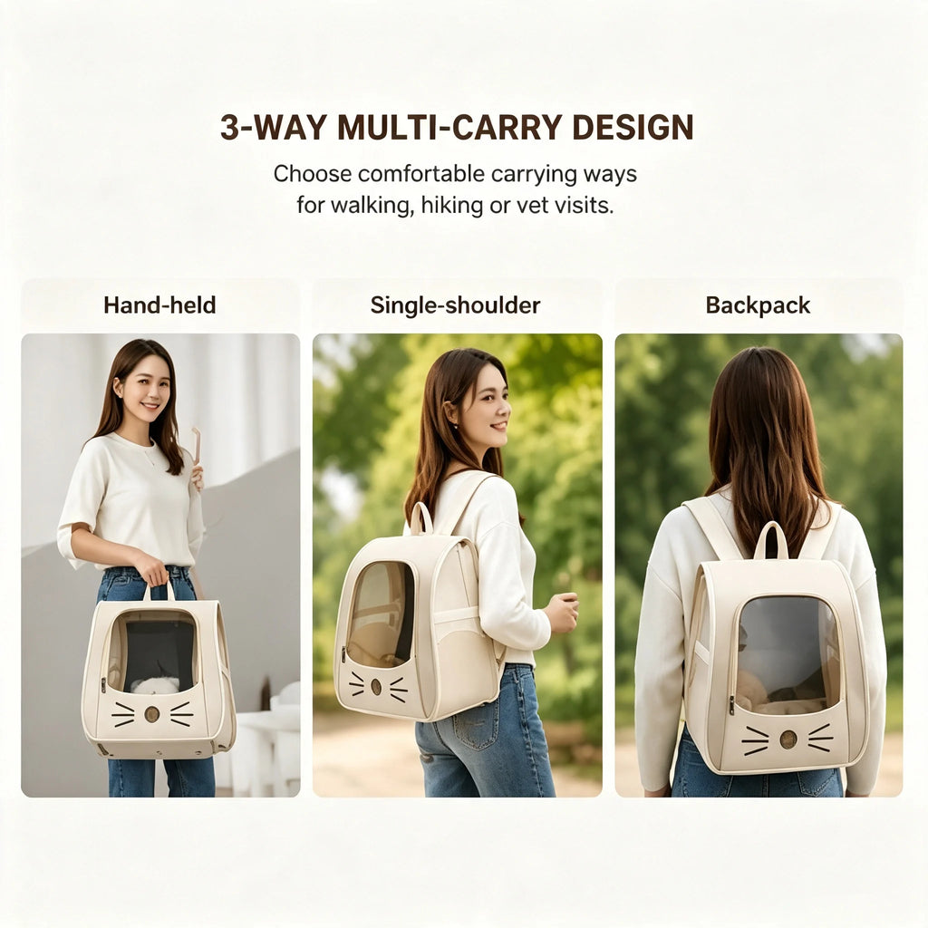 CarryNest™ — 3-Way Cat Travel Backpack