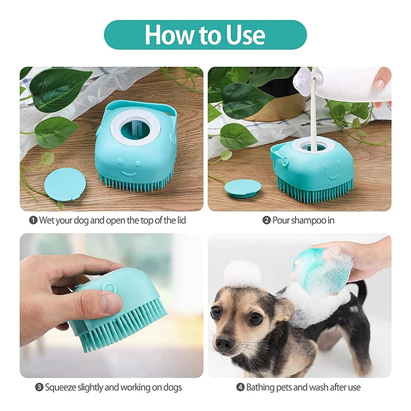 SudsScrub™ — Shampoo Dispensing Pet Bath Brush